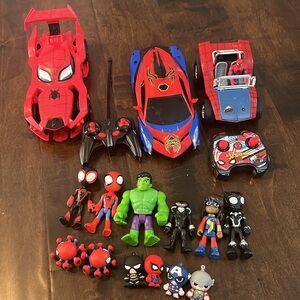 Red and Blue Toy Cars and Vehicles Set